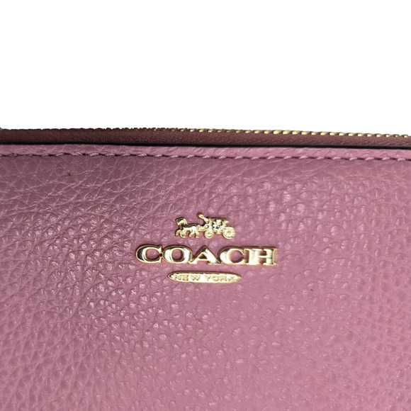 Coach Medium ID Zip Around Wallet Pink/Rose Pebble Leather - Picture 2 of 9